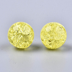 Transparent Crackle Acrylic Round Beads Strands, No Hole, Yellow, 12mm(X-CCG-R002-12mm-09)