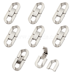 8 Sets 304 Stainless Steel Fold Over Clasps, Oval, Stainless Steel Color, 28x11x3.5mm, Hole: 5x6mm(STAS-UN0064-69)
