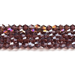 Transparent Electroplate Glass Beads Strands, AB Color Plated, Faceted, Bicone, Medium Purple, 3x2.5mm, Hole: 0.7mm, about 162~185pcs/strand, 12.76~14.61 inch(32.4~37.1cm)(GLAA-F029-2mm-A05)