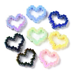 UV Plated Acrylic Beads, Bead Frame, Iridescent, Heart, Mixed Color, 25.5x29.5x7mm, Hole: 3mm(X1-SACR-G034-02)