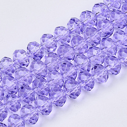 Baking Paint Glass Beads Strands, Faceted Rondelle, Lilac, 8x6mm, Hole: 1mm, about 69pcs/Strand, 16.93 inch(43cm)(EGLA-Q120-B-B01)