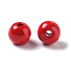 Spray Painted Alloy Bead, Round, Crimson, 5.5~6x6.5mm, Hole: 1.4mm(PALLOY-H134-39)