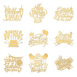 Nickel Decoration Stickers, Metal Resin Filler, Epoxy Resin & UV Resin Craft Filling Material, Birthday Theme, Word, 40x40mm, 9 style, 1pc/style, 9pcs/set(DIY-WH0450-063)