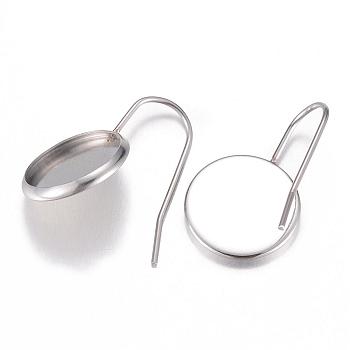 304 Stainless Steel Earring Hooks, Ear Wire, Stainless Steel Color, Tray: 12mm, 23x1.5mm, 20 Gauge, Pin: 0.8mm