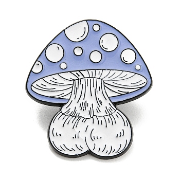 Mushroom Elf Enamel Pins, Black Alloy Brooches for Backpack Clothes, Cornflower Blue, 30x26x1.5mm