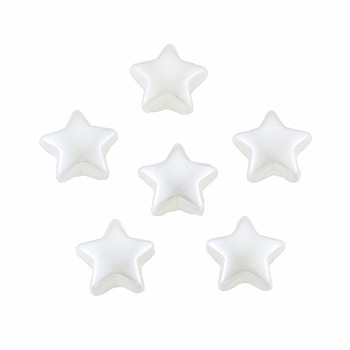ABS Plastic Imitation Pearl Beads, Star, WhiteSmoke, 10.5x11.5x6mm, Hole: 1.5mm