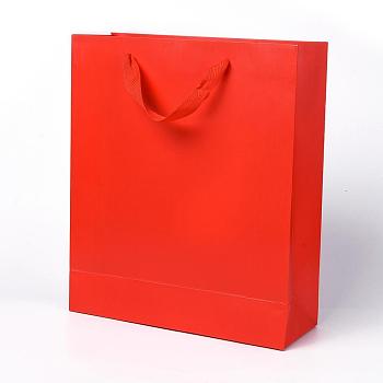 Kraft Paper Bags, with Handles, Gift Bags, Shopping Bags, Rectangle, Red, 33x28x10.2cm