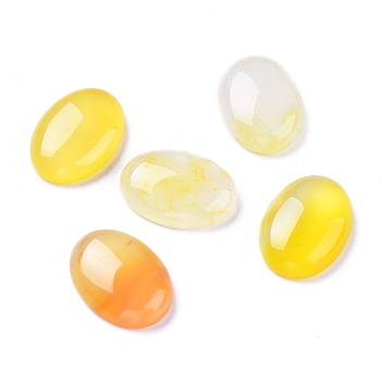 Natural Yellow Agate Cabochons, Dyed & Heated, Oval, 20~25x15~18x6.5~7.5mm