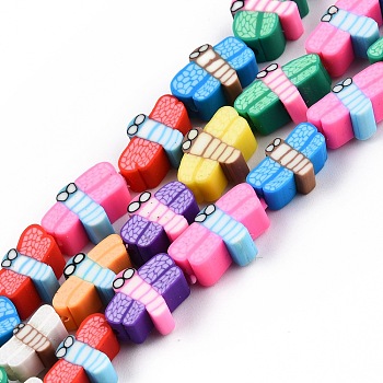Handmade Polymer Clay Beads Strands, Dragonfly, Colorful, 5~8.5x9~11.5x4.5~5mm, Hole: 1.2~1.6mm, about 40pcs/strand, 16.54 inc(42cm)