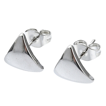 201 Stainless Steel Stud Earrings, with 304 Stainless Steel Pins, Plain Triangle, Stainless Steel Color, 9x10mm
