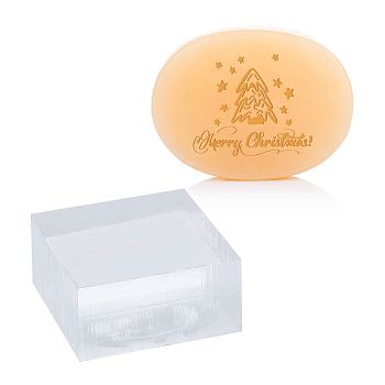 Christmas Clear Acrylic Soap Stamps, DIY Soap Molds Supplies, Square, Christmas Tree Pattern, 53x53x16mm, pattern: 50x50mm