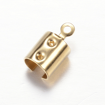 Ion Plating(IP) 304 Stainless Steel Cord Ends, End Caps, Golden, 12x6.5x6.5mm, Hole: 1.2mm