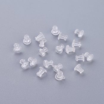 Plastic Ear Nuts, Earring Backs, Clear, 5x5mm, Hole: 0.4mm