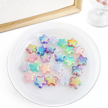 Transparent Crackle Acrylic European Beads, Gradient Color, Star, Mixed Color, 21.8x22.6x9.3mm, Hole: 4mm