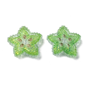 Fruit Transparent Epoxy Resin Decoden Cabochons, with Paillettes, Star Fruit, 20.5x23x6.5mm