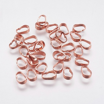 Brass Snap on Bails, Long-Lasting Plated, Real Rose Gold Plated, 7x5x2mm, Hole: 3.5x6mm