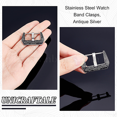 unicraftale 2 définit le style tibétain 304 fermoirs de bracelet de montre en acier inoxydable(STAS-UN0039-87A)-4