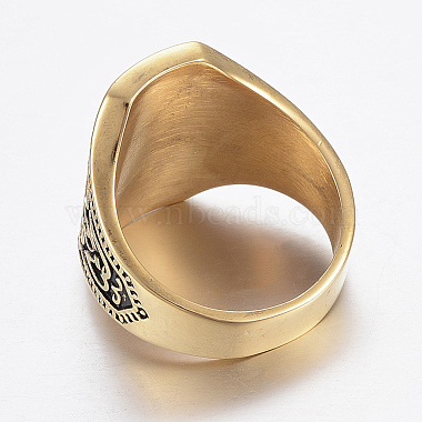 Chapado iónico (ip) 304 anillos de sello de acero inoxidable para hombres(RJEW-H125-37AG)-3