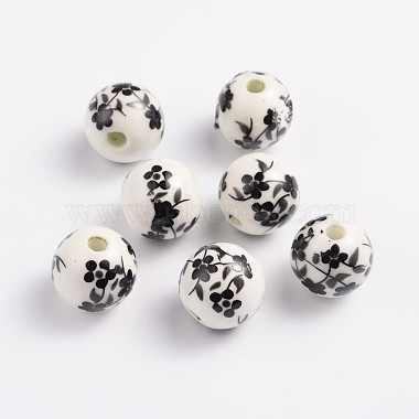 12mm Black Round Porcelain Beads