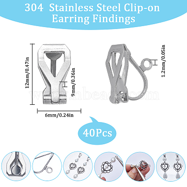 40Pcs 304 Stainless Steel Clip-on Earring Findings(STAS-SC0005-84P)-2