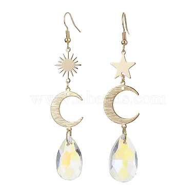 Moon & Star & Sun Brass Asymmetrical Earrings(EJEW-JE05458)-3