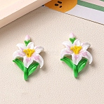 Opaque Resin Cabochons, Flower, White, 35x24mm(PW-WG0F442-02)