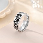 Retro 201 Stainless Steel Enamel Finger Rings for Men, Oval, Carved Ring, Antique Silver, US Size 9(18.9mm)(FS-WG366A7-11)