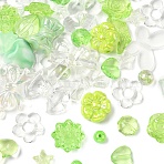 60G Opaque & Transparent Acrylic Beads, Mixed Shapes, Light Green, 7.5~33x7.5~43.5x4.5~16mm, Hole: 1.2~4mm(MACR-YW0003-82C)
