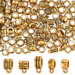 125Pcs 5 Styles Alloy Tube Bails, Loop Bails, Bail Beads, Antique Golden, 9.5~12.5x7~9x5~6.5mm, Hole: 1.6~2mm, Inner Diameter: 4.5~5mm, 25pcs/style(FIND-PA0001-05)