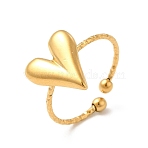 Ion Plating(IP) 304 Stainless Steel Heart Open Cuff Ring for Women, Real 18K Gold Plated, US Size 7 3/4(17.9mm)(RJEW-E066-09G)