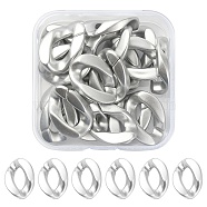20Pcs Opaque Spray Painted Acrylic Linking Rings, Quick Link Connectors, for Curb Chains Making, Twist, Silver, 23x16x5mm, Inner Diameter: 13x6.5mm(OACR-YW0001-53B)