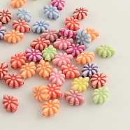 Craft Style Acrylic Beads, Fleur-de-lis, Mixed Color, 11x9x4mm, Hole: 2mm, about 2400pcs/500g(MACR-Q157-M35)