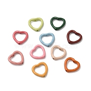 Spray Painted Alloy Bead Frame, Lead Free & Cadmium Free, Heart, Mixed Color, 13x14x3.3mm, Hole: 1.4mm(PALLOY-H129-03)