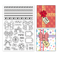 PVC Plastic Stamps, for DIY Scrapbooking, Photo Album Decorative, Cards Making, Stamp Sheets, Bowknot Pattern, 16x11x0.3cm(DIY-WH0167-57-0292)