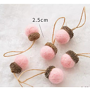 Wool Felt Acorn Ornaments, Fall Hanging Ornaments for Party Christmas Tree Decoration, Pink, 30.5x22mm(WG78164-02)