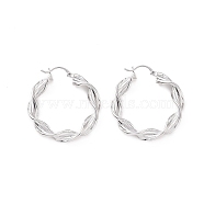 Brass Twist Rope Shape Hoop Earrings for Women, Platinum, 36.5x34.5x5.5mm, Pin: 0.5~1x0.5mm(EJEW-F303-08P)