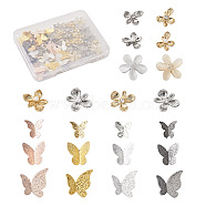 100Pcs Metal Cabochons, Nail Art Decoration Accessories for Women, Butterfly & Flower, Mixed Color, 100pcs/box(MRMJ-PJ0001-09)