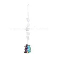 Nuggets Natural Quartz Crystal Pendant Decorations, Braided Nylon Thread and Gemstone Chip Tassel Hanging Ornaments, 185~190mm(HJEW-JM00992-01)