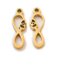 Ion Plating(IP) 304 Stainless Steel Charms, Infinity with Heart, Golden, 15x5x1.5mm, Hole: 1.4mm(STAS-M089-16G)