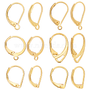 Elite 120pcs 6 style Brass Leverback Earring Findings, with Loops, Golden, 12.5~18x10~12x2mm, Hole: 0.7~3.5mm, 20Pcs/style(KK-PH0006-01)