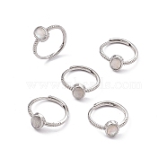 Oval Natural Labradorite Adjustable Rings, Platinum Tone Brass Jewelry for Women, 1.3~2.3mm, Inner Diameter: 17mm(RJEW-G273-04P-01)