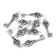 Alloy Pendants, Lead Free and Cadmium Free, Skeleton Key Pendants, Antique Silver, 50mm long, 14.5mm wide, 4.5mm thick, hole: 4mm(EA11972Y)
