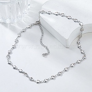 Simple Alloy Heart Link Chain Necklaces for Women, Platinum, 16.02~16.26 inch(40.7~41.3cm)(NJEW-K384-05P)