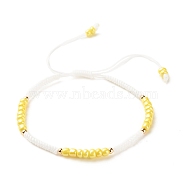 Glass Seed Beaded Bracelet, Adjustable Bracelet for Women, Yellow, Inner Diameter: 2-3/8~3-3/4 inch(5.9~9.6cm)(BJEW-JB08199-02)