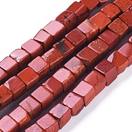 Natural Red Jasper Beads Strands, Cube, 4~4.5x4~4.5x4~4.5mm, Hole: 0.8mm, about 96pcs/strand, 15.75 inch(40cm)(G-D0020-11B)