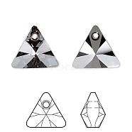 Austrian Crystal Rhinestone Pendant, 6628, Crystal Passions, Xilion Triangle, 001 SINI_Crystal Silver Night, 8x8x5mm, Hole: 1mm(6628-8mm-001SINI(U))