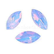 Glass Cabochons, Faceted, Horse Eye, Royal Blue, 15x7x3.5mm, 42pcs/set(GLAA-N0028-09B)