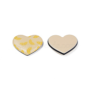 Printed Acrylic Cabochons, Heart with Lemon, Blanched Almond, 22x26x5mm(KY-N015-201-C01)