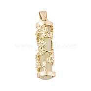 Synthetic Luminous Stone Column Pendants, Golden Plated Alloy Gragon Wrapped Charms, Light Khaki, 35.5x10.5mm, Hole: 6x4.5mm(FIND-C058-01G-06)