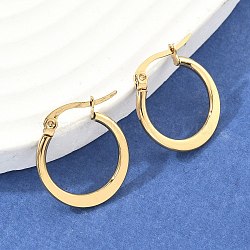 304 Stainless Steel Hoop Earrings, Hypoallergenic Earrings, Flat Ring Shape, Golden, 19~21x2mm, Pin: 0.7x1mm(EJEW-F105-23G)